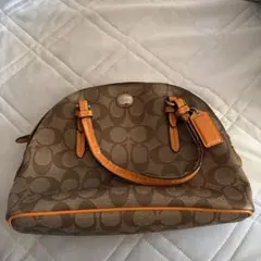 COACH シグネチャー ハンドバッグ ブラウン オレンジ