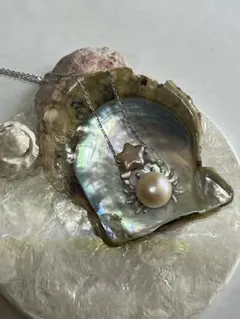 シルバー　淡水パールバロックパール　カニ　ネックレス　天然淡水パール