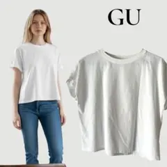 GU クロップド丈 半袖カットソー ホワイト