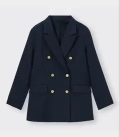 GU ダブルブレストブレザーネイビー XLオーバーサイズゆったり紺ブレ