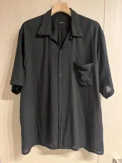 COMOLI KHADIコットン 半袖オープンカラーシャツ サイズ2 ブラック