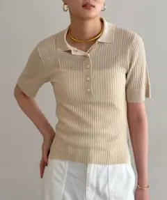 Loungedress　ラウンジドレス　シアー　リブポロニット　ニット　トップスのサムネイル