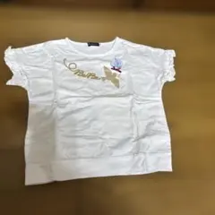Be Be Tシャツ 花の刺繍 (鳥プリント)130