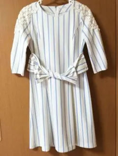 WILLSELECTION　ストライプ　フラワー　リボン　上品　ワンピース