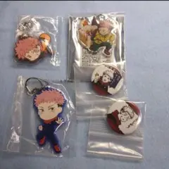 呪術廻戦　虎杖悠仁　ラバーストラップ　缶バッジプチ　アクリルキーホルダー