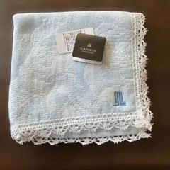 LANVIN 水色 レースエッジハンカチ