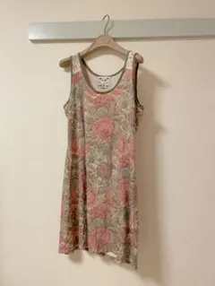 ワンピース　タンクトップ　花柄　バラ　レース　ノースリーブ　春　夏　秋