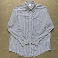 【美品】Brooks Brothers 長袖シャツ 17 1/2 青白ストライプ