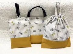 入園入学セット３点恐竜レッスンバック上履き袋体操着袋男の子ハンドメイド