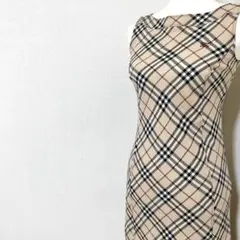 バーバリーブルーレーベル ノバチェック ノースリーブワンピース ホース刺繍