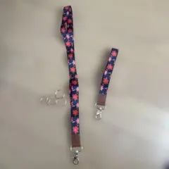 花柄スマホネック・ハンドストラップ カラビナ付き