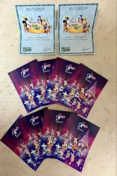 香港ディズニーランド 20周年 ポストカード 8枚バースデーカード2枚セット