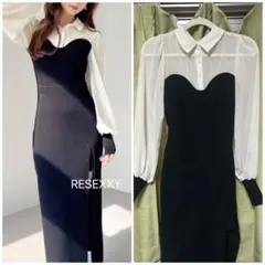 RESEXXY ニットレイヤードシャツワンピース