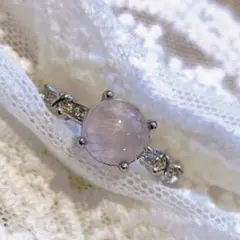 天然石リング　クンツァイト 水晶　シルバーメッキ指輪