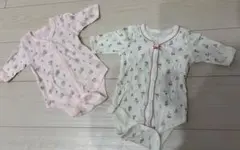 前開きロンパース　長袖　花柄　ピンク　60cm ボタン　西松屋　2点セット