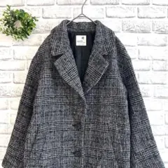 アースミュージックアンドエコロジー★チェスターコート（F） 黒 チェック