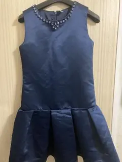 ネイビードレス ビジュー付き 140cm