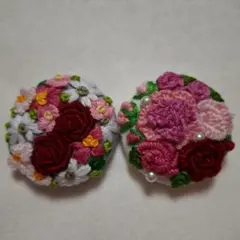 花柄刺繍ブローチ（2個セット）