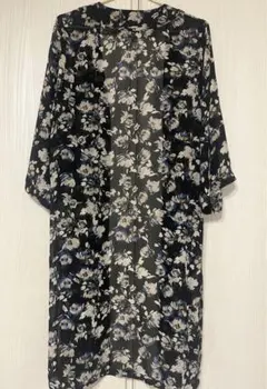 夏服処分★シアーロングカーディガン　シースルー　ブラック　花柄GU ジーユー