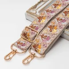 PM331 | インド刺繍リボン スマホストラップ　パープル　チューリップ