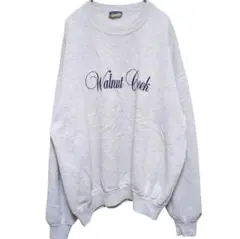 USA製 XL 90s 刺繍スウェット 杢グレー ゆるだぼ 太アーム