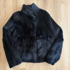 Max Mara STUDIO ファーコート ブラック