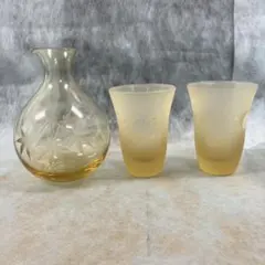 北一硝子/耐熱性花切子徳利(もみじ)と月見うさぎグラスのセット