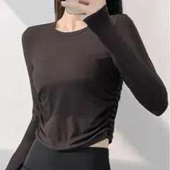 新品未使用 DAY CLOSET レディース 長袖 サイドギャザー 茶色 XLのサムネイル