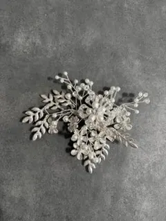 【美品】ブライダル ヘッドドレス 髪飾り パール シルバー アクセサリー 結婚式