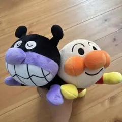 【おまけ付き】アンパンマン バイキンマン ねそべりポーズぬいぐるみ 2体セット