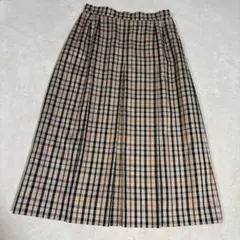 DAKS ダックス　プリーツスカート　ハウスチェック　綿　絹　レトロのサムネイル