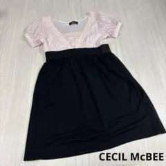 CECIL McBEE 半袖ミニワンピース ピンク/黒　ギャル　y2k