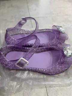 紫色リボン付きキッズサンダル