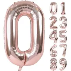 【数字0】バルーン 40インチ バースデー 風船 約90センチ ピンク