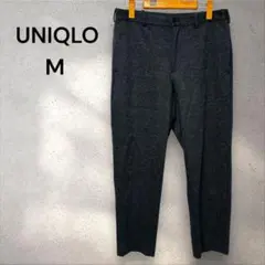 ユニクロ　グレー チェック柄 スラックス ドローストリング付き　サイズM