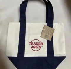 トレーダージョーズ　ネイビーホワイト　キャンバスミニトートバッグ