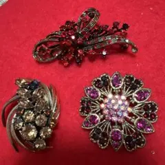 ビンテージ風ブローチ3点セット
