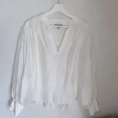 H&M ホワイト Vネックブラウス Lサイズ