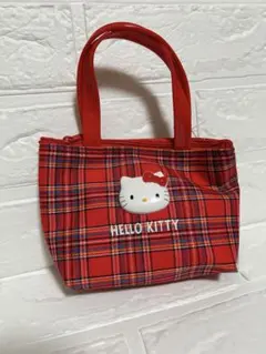 サンリオ ハローキティ プチバッグ チェック柄 赤 2000 タグ付 レトロ