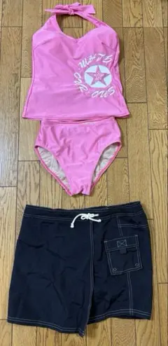 レディース セパレート水着 3点セット ピンク ブラック 9M