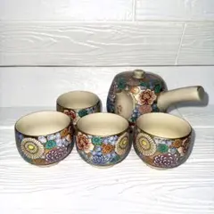 九谷焼 邦泉 急須 湯呑み茶碗 美品 花詰