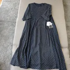水玉模様 半袖ロングワンピース Lサイズ