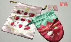 新品　いちご新聞　50th　巾着　ポーチ　ハローキティ　いちごの王様