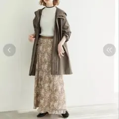 ロペピクニック 小花柄プリーツスカート ダークブラウン ベージュ