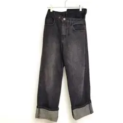 デニム ジーンズ ハイウエスト ダークグレー メンズデニムパンツ