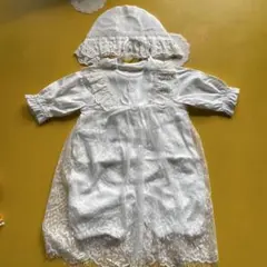 ホワイト ベビードレス レース装飾