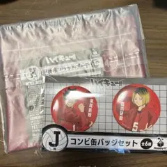 ハッピーくじ ハイキュー 音駒高校 黒尾鉄朗 孤爪研磨 フラットポーチ 缶バッジ