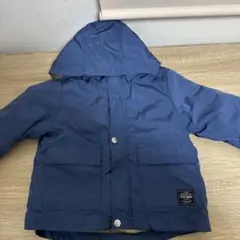petit main ネイビー フード付き ボアジャケット