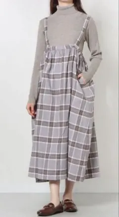チェック柄ジャンパースカート グレー サマンサモスモス