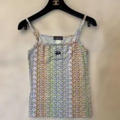 STUSSY キャミソール 花柄 レインボー 刺繍ロゴ 90年ヴィンテージ 韓国のサムネイル